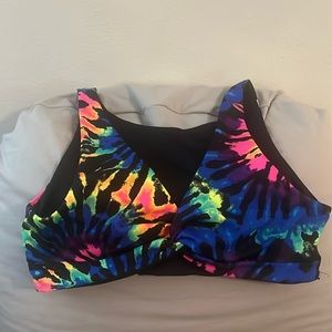Rainbow Tie Dye and Black 4 way Reversible Sports Bra Victoria’s Secret